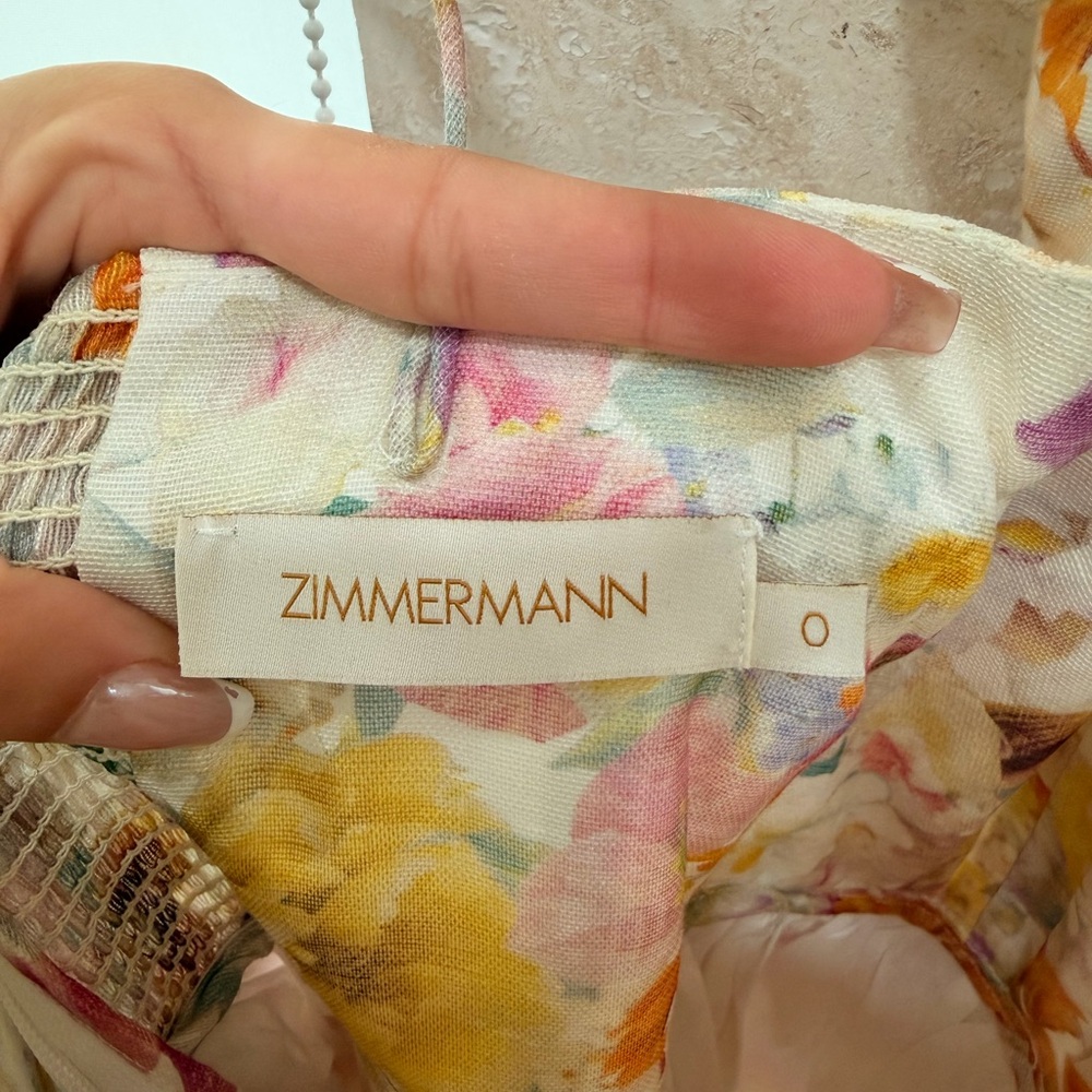 Zimmermann Floral A-Line Dress in Cream and Pink - Picture 10 of 10